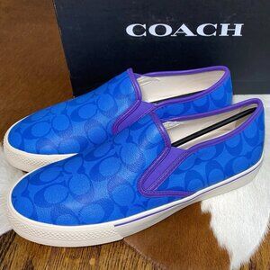 NEW Coach Men's 11 D Signature Slip On Skate Sneaker Bright Blue CA826
